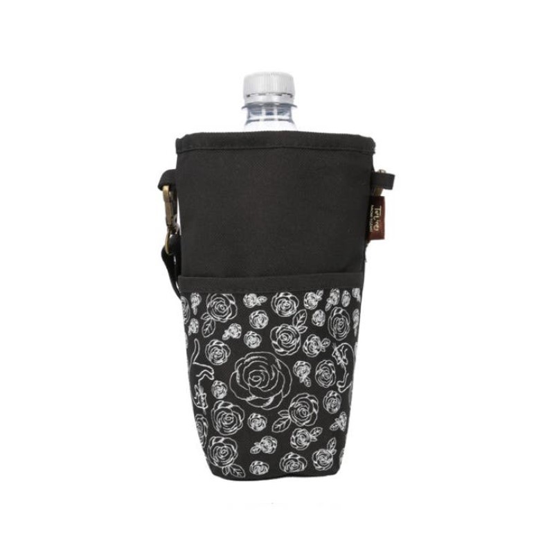 タルティーヌ ボトルショルダー バラと猫/ブラック